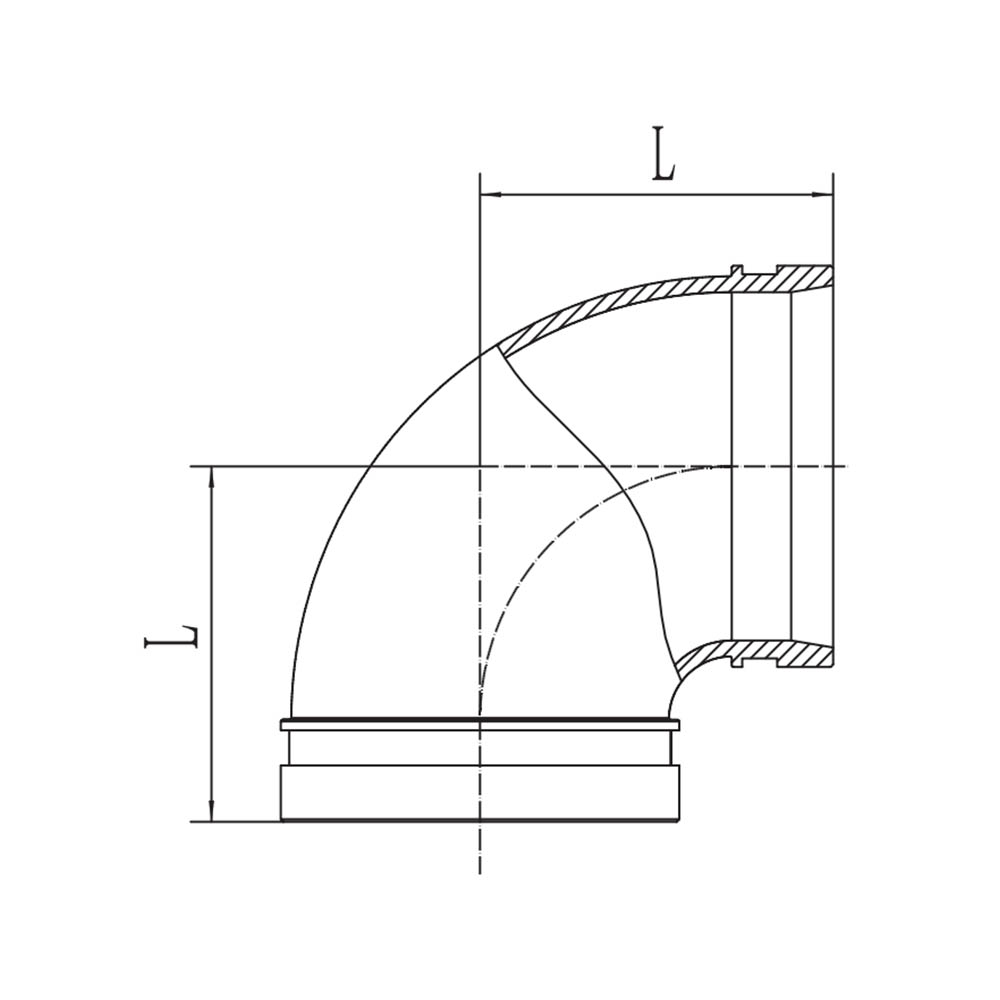 Gomito scanalato a 90°